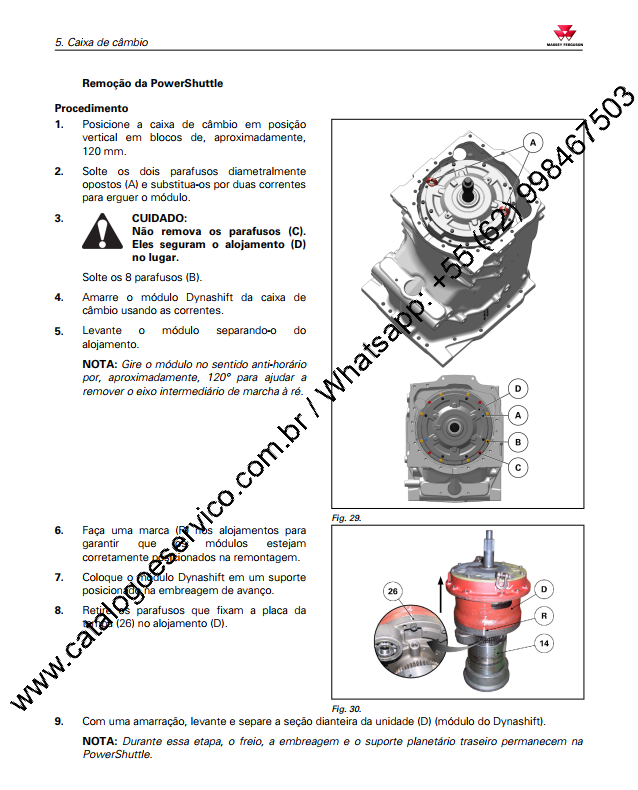 MANUAL DE SERVIÇO MASSEY FERGUSON - MF6711R, 6712R, 6713R
