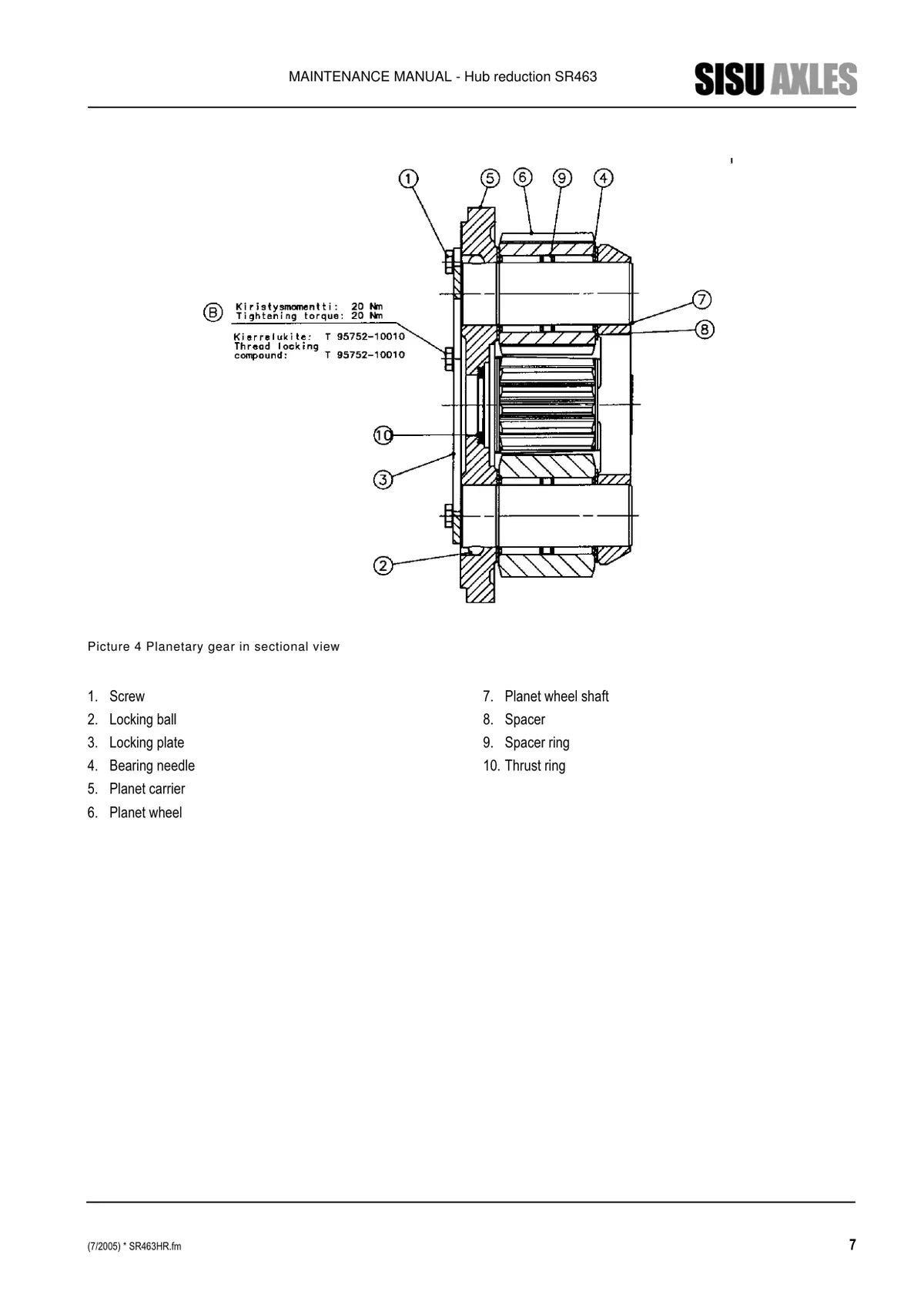 Sisu Transmissão SR463 Axles — transmissão, figura técnica 1