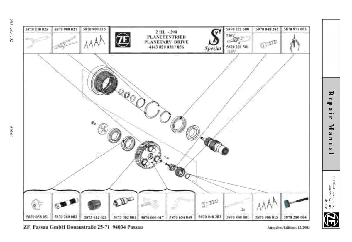 PowerShift Hidrostático · ZF 2 HL · 250, 270, 290 — transmissão, figura técnica 3
