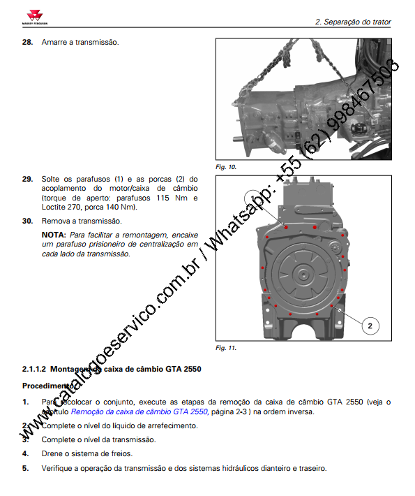 MANUAL DE SERVIÇO MASSEY FERGUSON - MF6711R, 6712R, 6713R