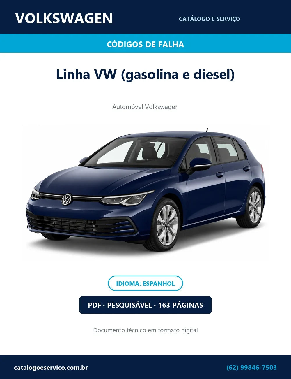 Códigos de Falha Volkswagen DTC — Gasolina e Diesel (Espanhol)