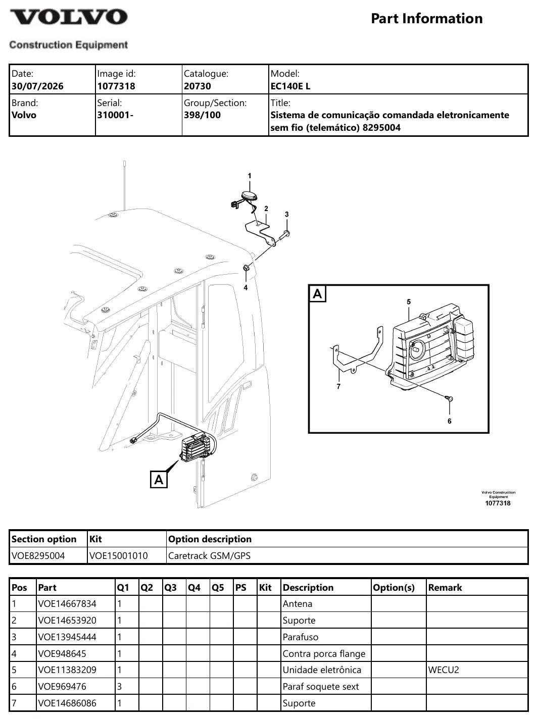Catálogo de Peças Volvo EC140E L — vista explodida de peças (página interna do PDF)