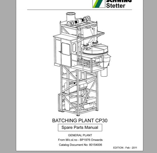 CATALOGO DE PEÇAS PDF CENTRAL CP30 - SCHWING STETTER