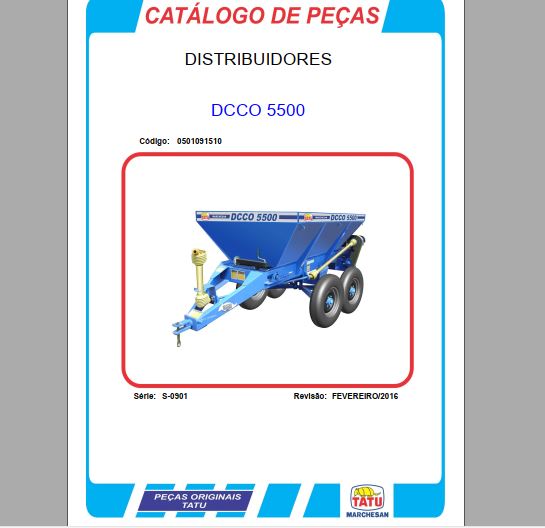 CATALOGO DE PEÇAS PDF DISTRIBUIDOR DCCO 5500 - TATU MARCHESAN