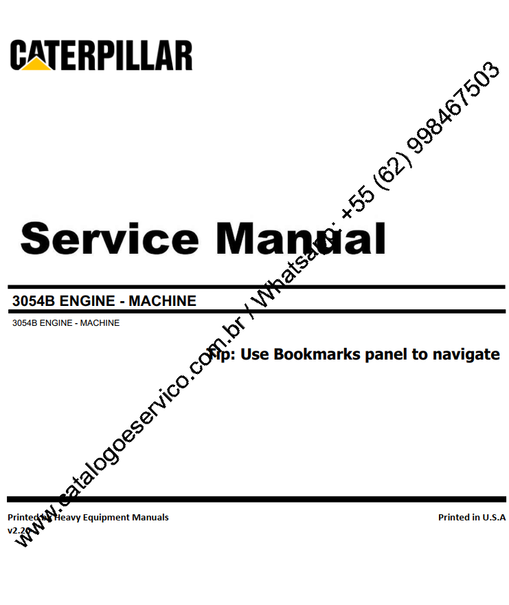 Manual De Serviço Motor Industrial - 3054B - Maquinas Caterpillar