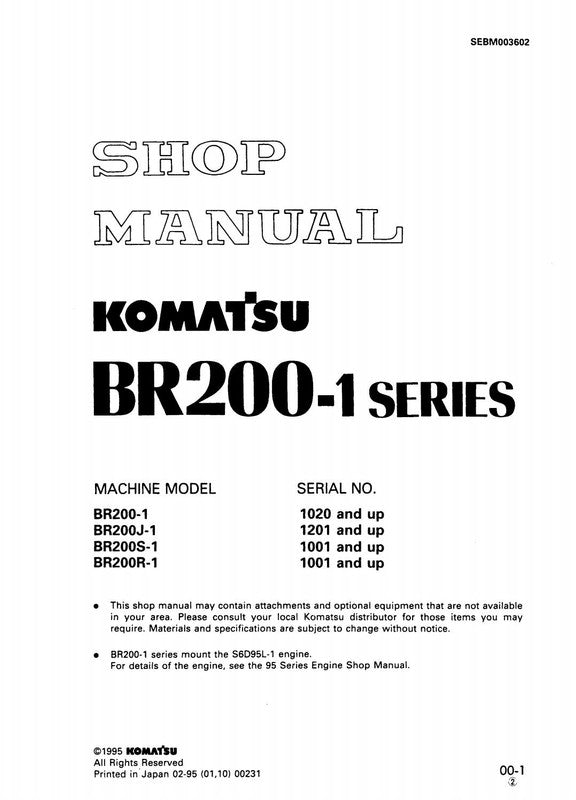 MANUAL DE SERVIÇO KOMATSU - BR200-1 SERIES