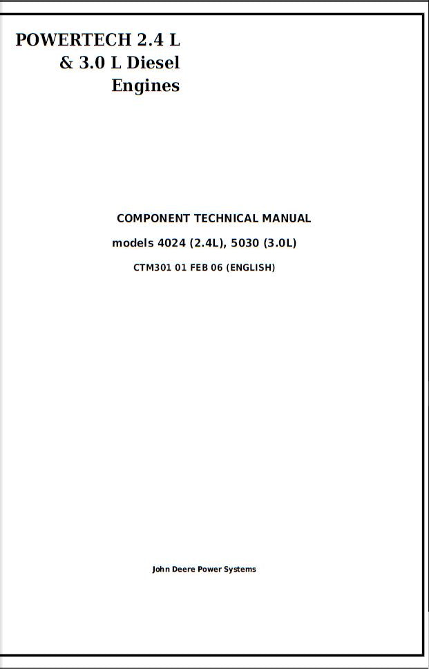 MANUAL DE SERVIÇO MECÂNICO JOHN DEERE - POWERTECH 2.4 L & 3.0 L DIESEL