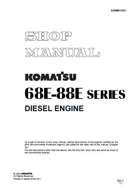 MANUAL DE SERVIÇO KOMATSU - 68E-88E SERIES - MOTOR DIESEL