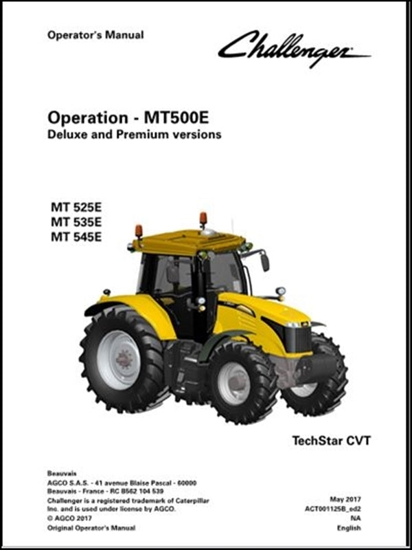 Manual do Operador CHALLENGER - MT525E,MT535E,MT545E - Tratores