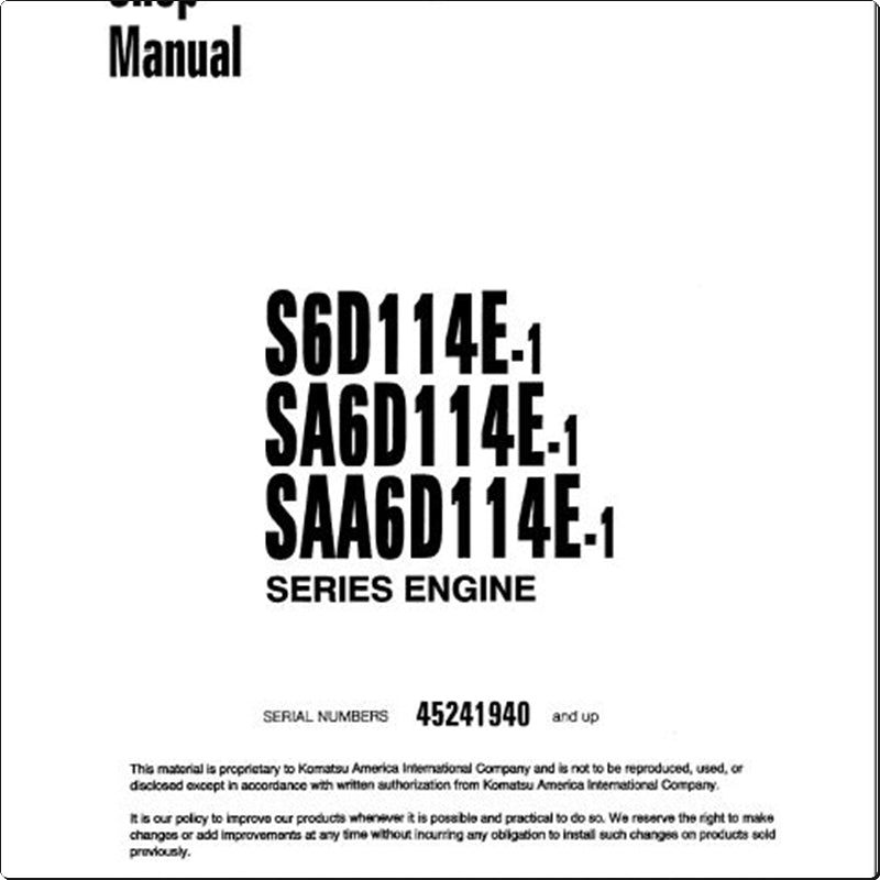 Manuais De Serviço KOMATSU- S6D114E-1\SA6D114E-1\SAA6D114E-1