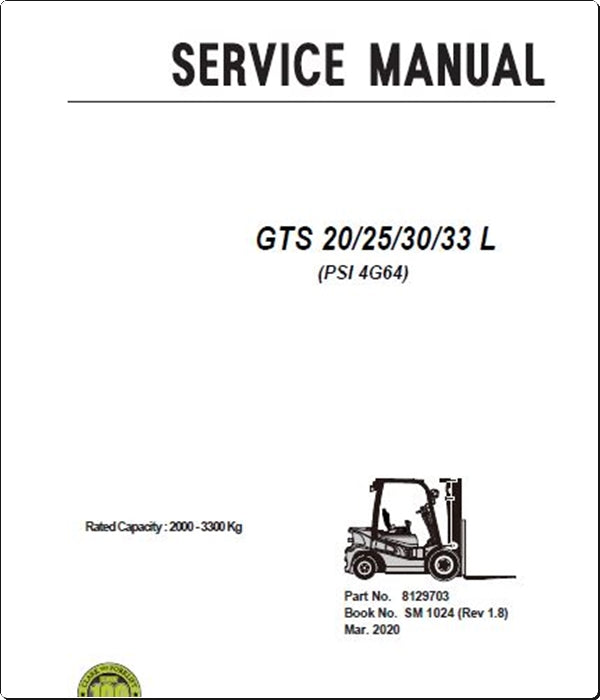 Manuais De Serviço CLARK - GTS 20\25\30\33L (PSI 4G64) - Empilhadeira