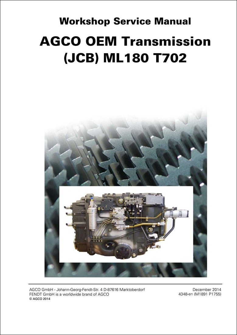Manual JCB AGCO OEM Transmissão ML180 T702