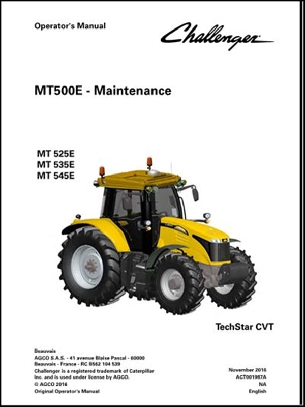 Manual do Operador CHALLENGER - MT525E,MT535E,MT545E - Tratores