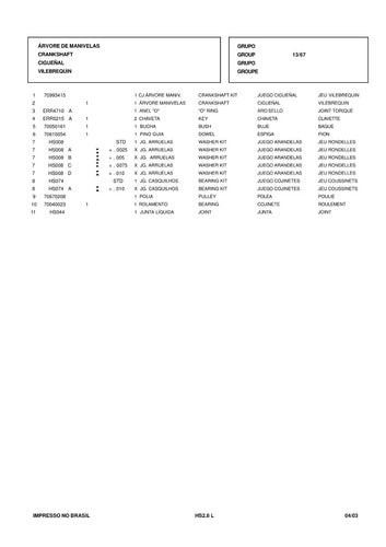 Maxion Catálogo De Peças Motor Hs 2.8l -
