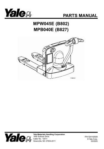 Manual Pecas Empilhadeira Yale Mpw045 Mpb040e B802 Pg130