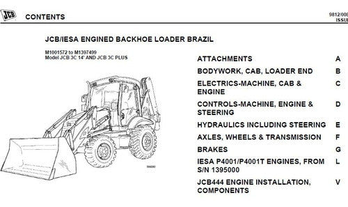 Catalogo De Peças Jcb 3c E 3c Plus Escavadeira : Mqa