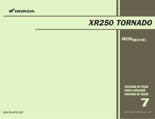 Catalogo De Peças Honda Xr250 Tornado (2006 A 2008) -