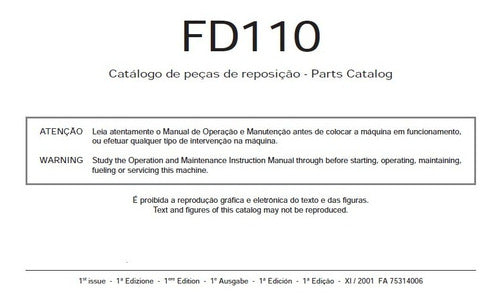 Catálogo De Peças Fiatallis Fd110 Trator De Esteira