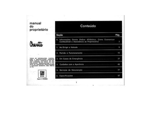 Manual Do Proprietario Chevette 80 90 -
