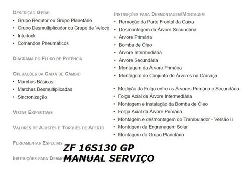 Manual Serviço Cambio Mercedes Zf 16 S130