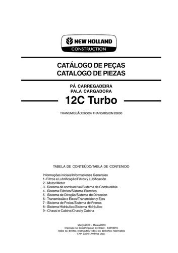Catálogo De Peças Pá Carregadeira 12c Turbo New Holland