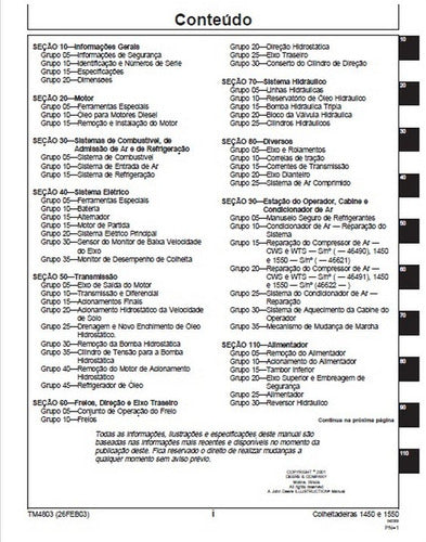 Manual De Serviços Jd 1450 E 1550