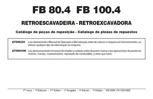 Catálogo De Peças Fiatallis Fb80.4 Retroescavadeira