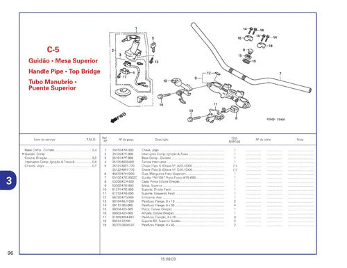 Catálogo De Peças Honda Nxr150 Bros Esd (03 E 04) -
