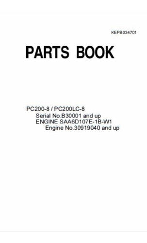 Catalogo De Peças Escavadeira Hidraulica Komatsu Pc200-8