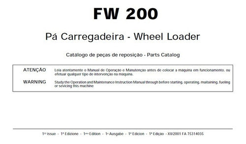Catálogo De Peças Fiatallis Fw200 Pá Carregadeira