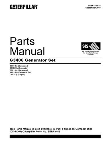 Catálogo De Peças Gerador G3406 Caterpillar -
