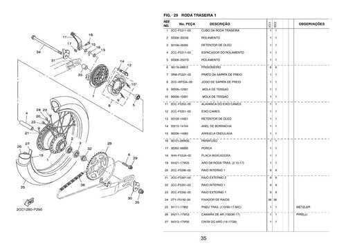 Catalogo De Peças Yanaha Xtz 150 E Ed 2015 -