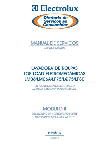 Manual De Serviços Lavadora Electrolux Lm06 Lm06a Lf75 Lq75