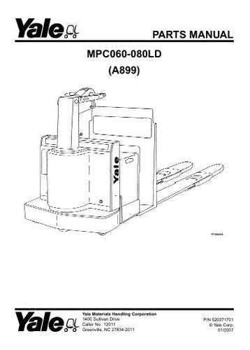 Manual Pecas Empilhadeira Yale Mpc60 80ld Serie A899 Pg140