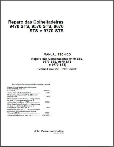 Manual De Reparo Colheitadeiras 9470, 9570, 9670, 9770 - Sts