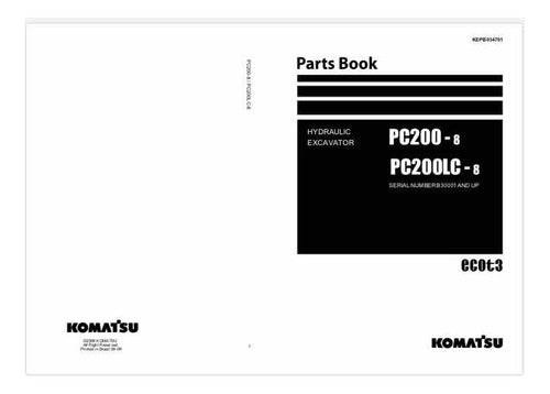 Catalogo De Peças Escavadeira Hidraulica Komatsu Pc200-8