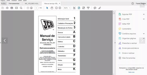 Manual Serviço Jcb 426 436 446 3cx 4cx 214 215 217 E Similar