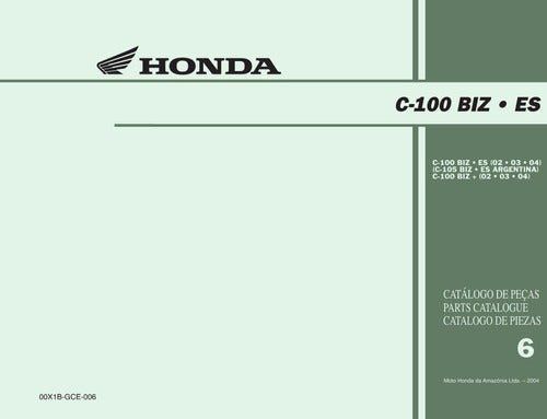 Catálogo De Peças Honda Biz 100 2002 - 2004 -