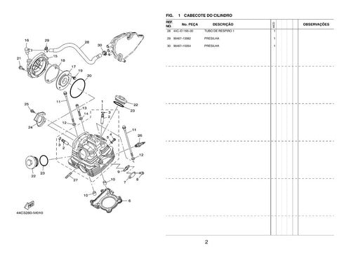 Catálogo De Peças Yamaha Fazer Ys250 Blueflex -