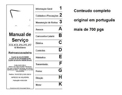 Manual Serviço Retroescavadeira Jcb 3cx 4cx 214 215 217