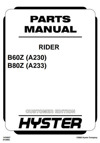 Manual De Pecas 104pg. B60z(a230) B80z(a233) Hyster **