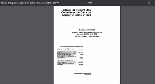 Manual Técnico De Serviço/reparo Da Colhedora Ch570 E Ch670
