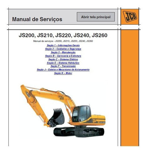 Manual Serviço Escavadeira Jcb  Js 200 210 220 240 260
