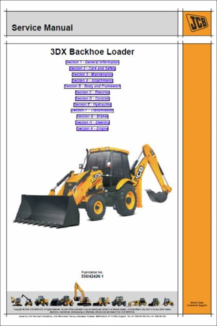 Manual de serviço da Retroescavadeira JCB 3DX