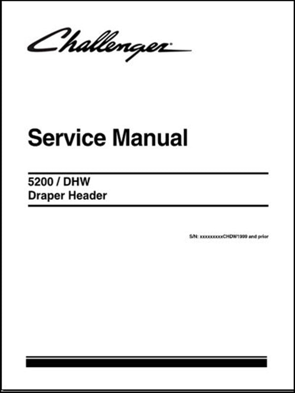 Manual de Serviço CHALLENGER - 5200\DHW - Colhetadeira