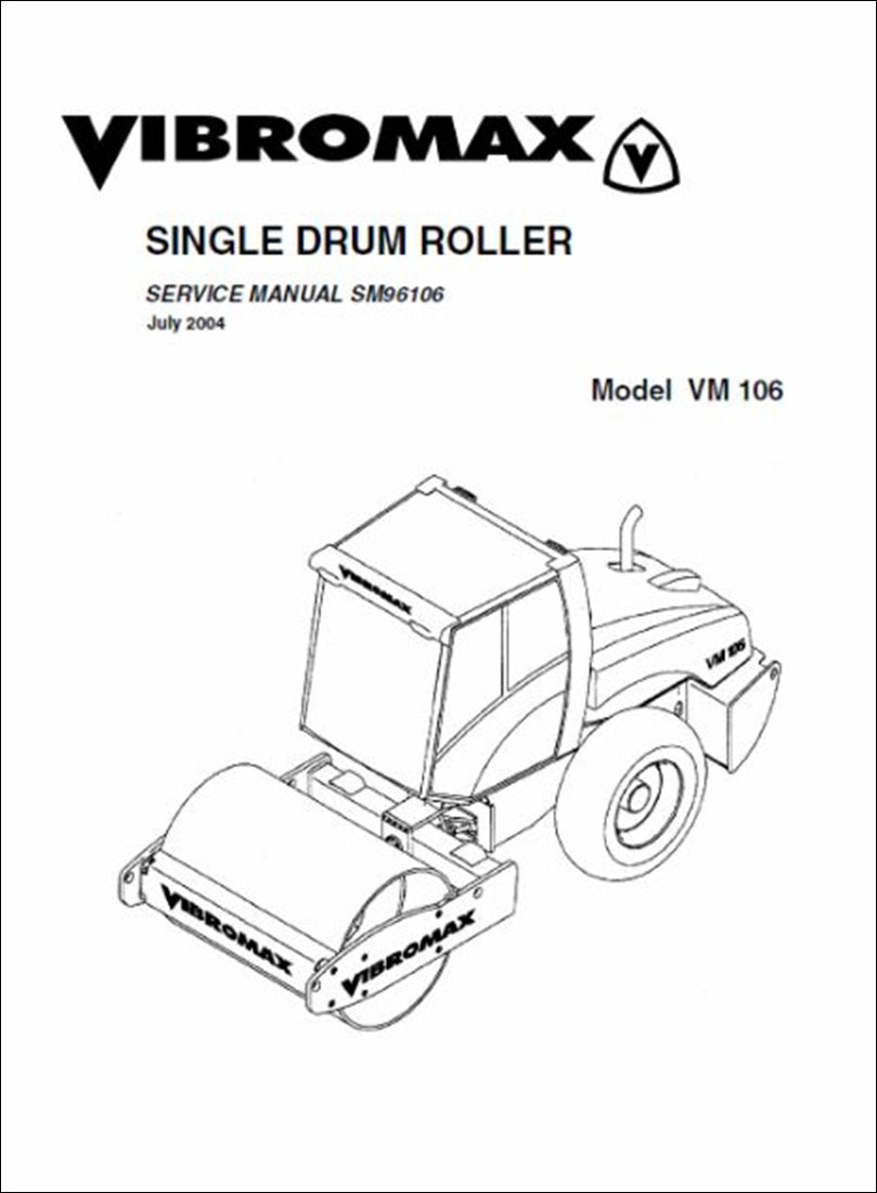 Cilindro Único Manual de serviço do rolo JCB Vibromax VM106