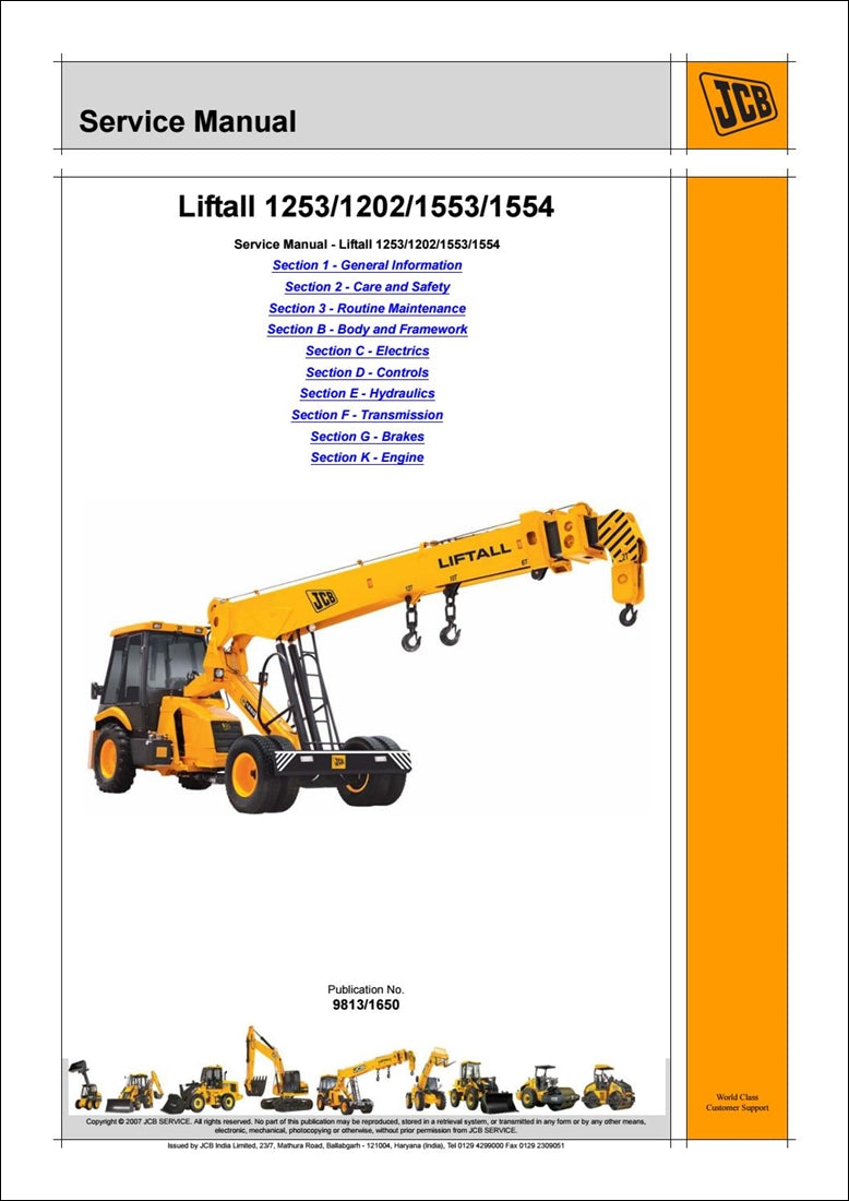 Manual de serviço Liftall JCB 1253, 1202, 1553, 1554