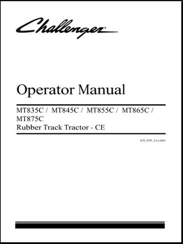 Operator Manual CHALLENGER - MT835C,MT845C,MT855C,MT865C - Tratores