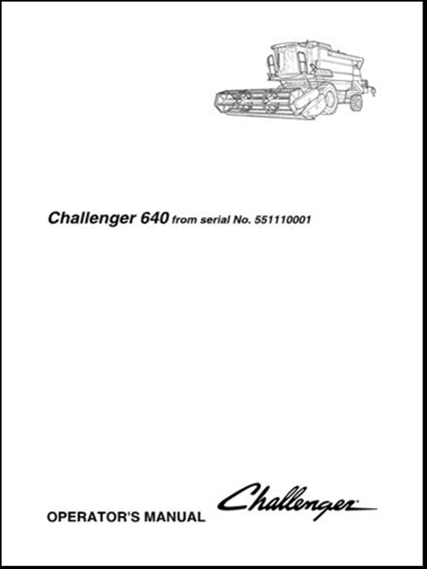 Manual do Operador CHALLENGER - 640 - Colhetadeira