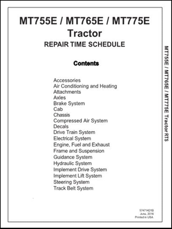 Cronograma de Reparos CHALLENGER - MT755E,MT765E,MT775E - Tratores